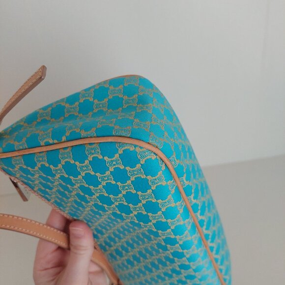 CELINE Turquoise Macadam Mini Shoulder Bag - Picture 16 of 17